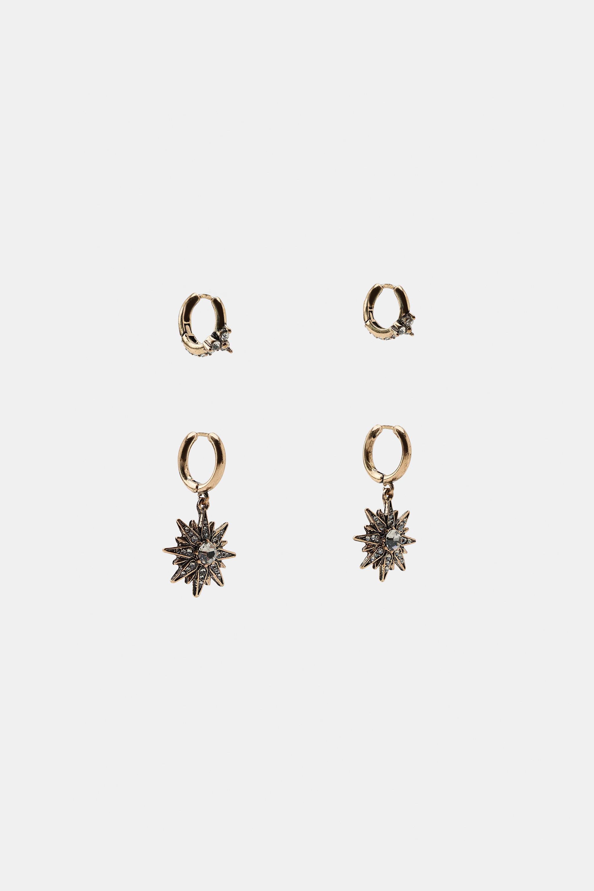 LOT DE MINI BOUCLES D'OREILLES CRÉOLES ÉTOILES