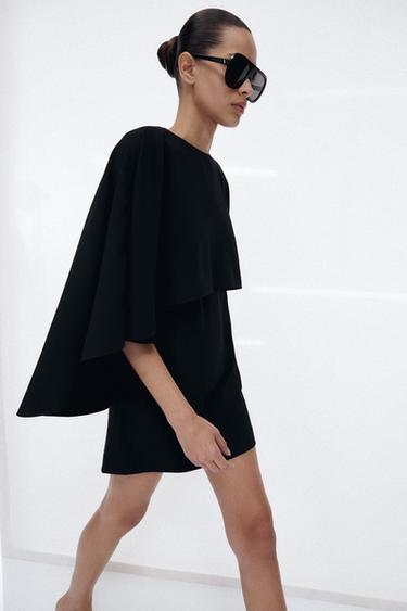 MINI DRESS WITH CAPE - Black by Zara