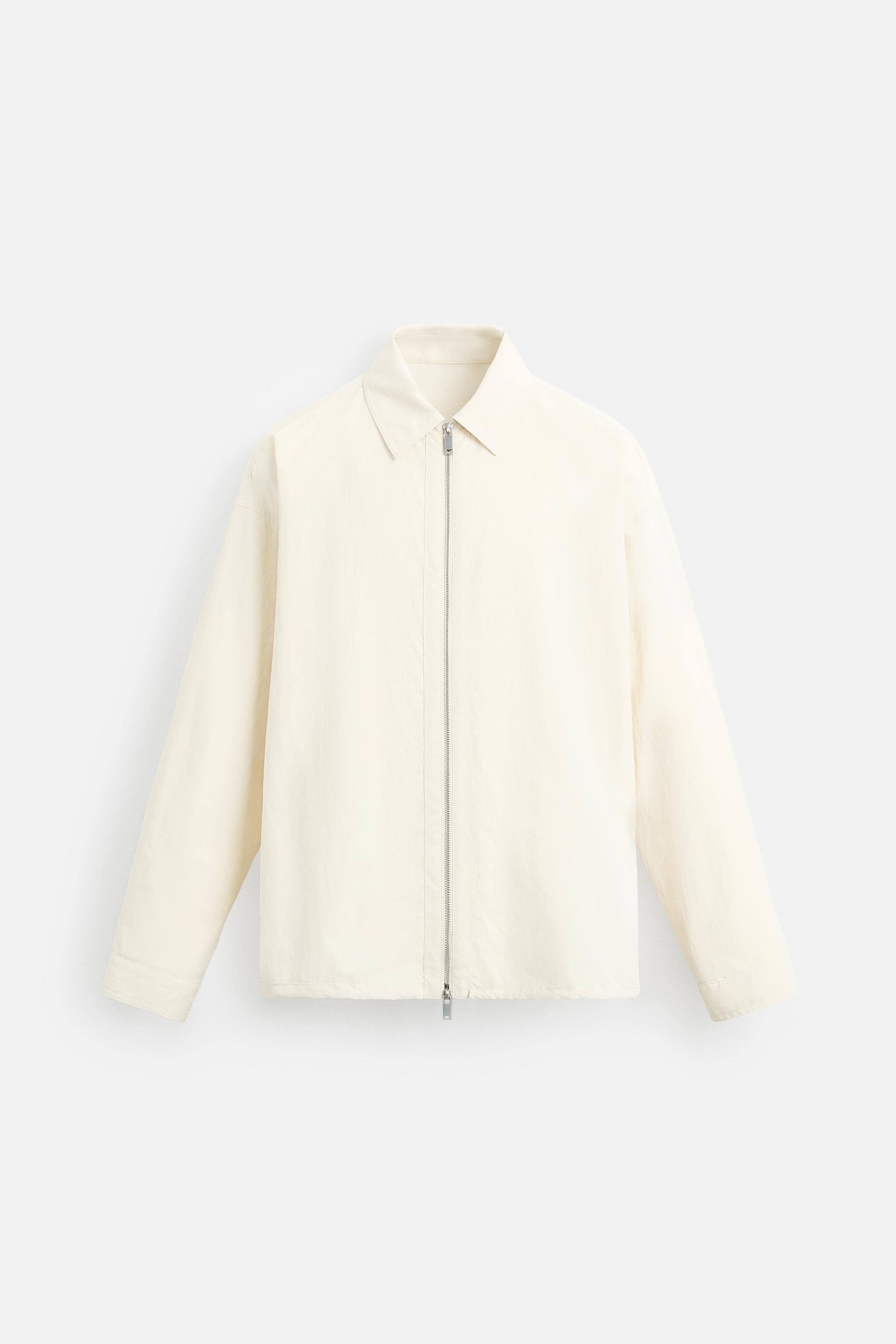 ZARAホワイトアウター WATER RESISTANT AND WIND PROTECTION ダウンジャケット RECCO