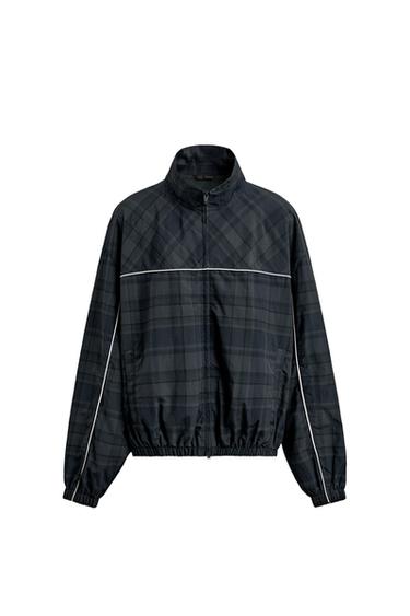 CAZADORA TÉCNICA CUADROS CONTRASTE - Azul de Zara