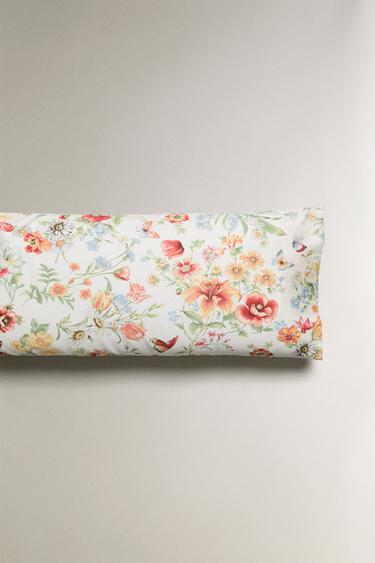 FLORAL PRINT SATEEN PILLOWCASE - Oyster-white by Zara - Image 4