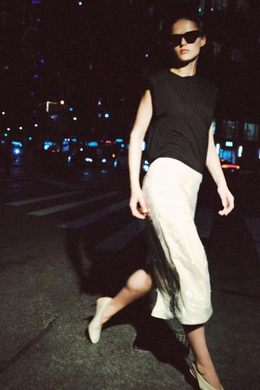 ZW COLLECTION SEQUIN MIDI SKIRT - Oyster-white by Zara - Image 6