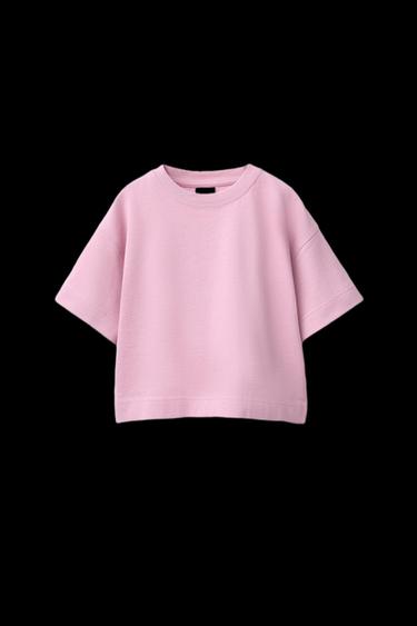 Zara PLAIN HEAVY WEIGHT T-SHIRT - Pink