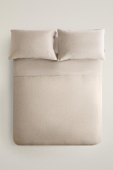 Zara REVERSIBLE STRIPED DUVET COVER - Beige
