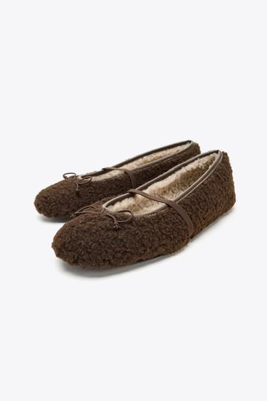 BORG EFFECT BALLERINAS - Brown by Zara - Image 3
