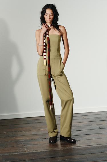 STRAPLESS JUMPSUIT - Green / Grass by Zara - Image 0