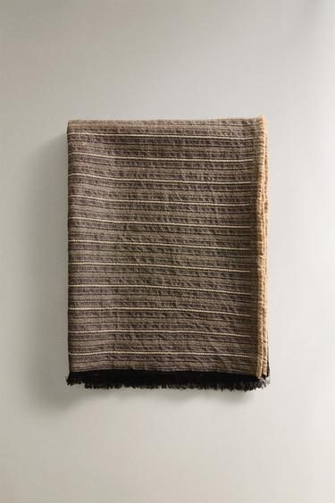 COTTON AND LINEN BLANKET - Anthracite grey by Zara