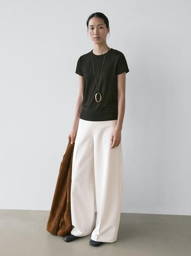 Zara Lyocell blend short sleeve T-shirt - Black