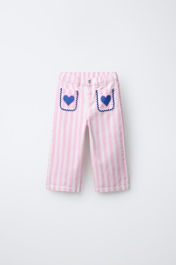 STRIPED TWILL CULOTTES WITH POCKETS - Neon pink by Zara - Image 0