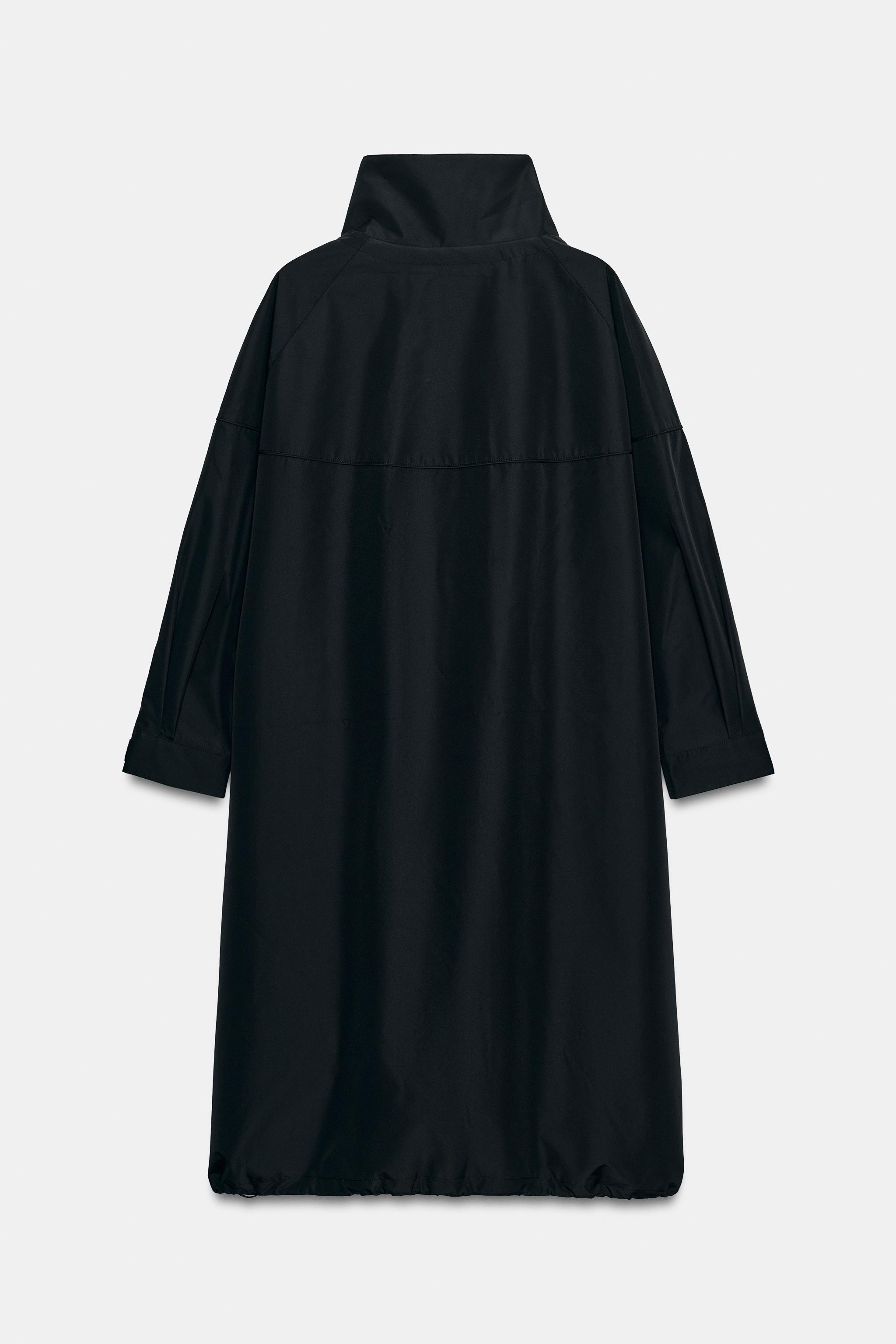 WATER-REPELLENT WINDPROOF TECHNICAL LONG JACKET - Black | ZARA