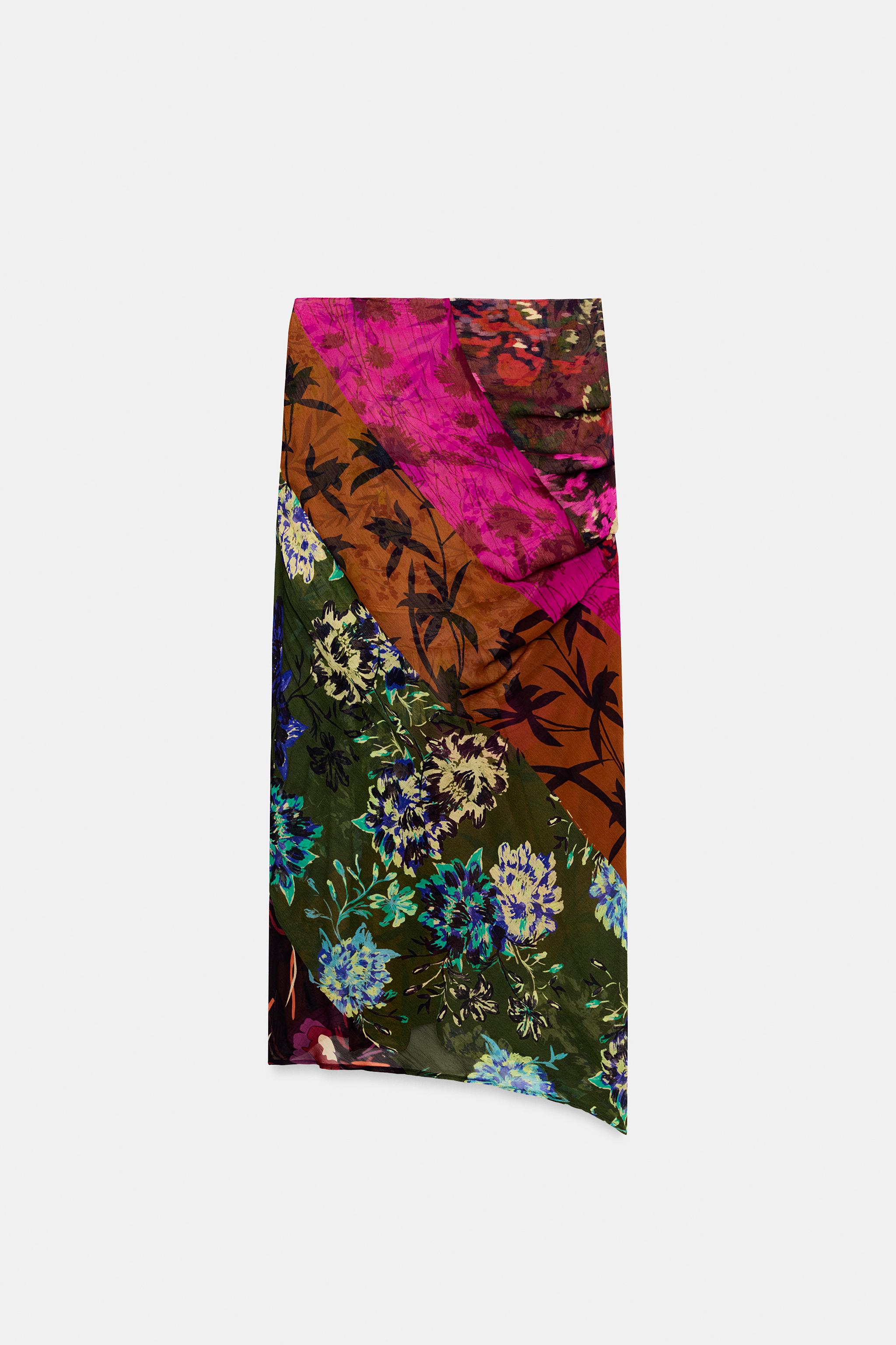 DRAPED PRINTED PAREO SKIRT