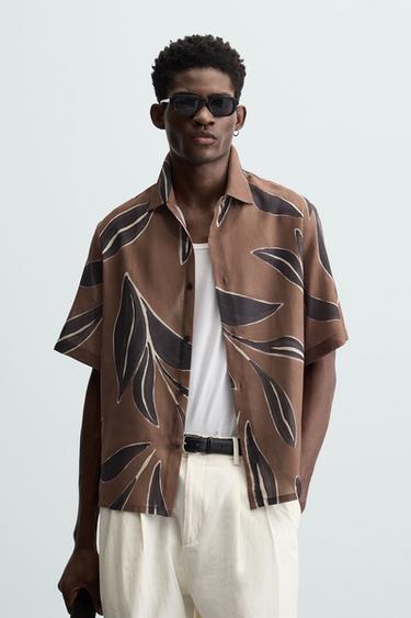 LEAF PRINT SHIRT - Brown by Zara