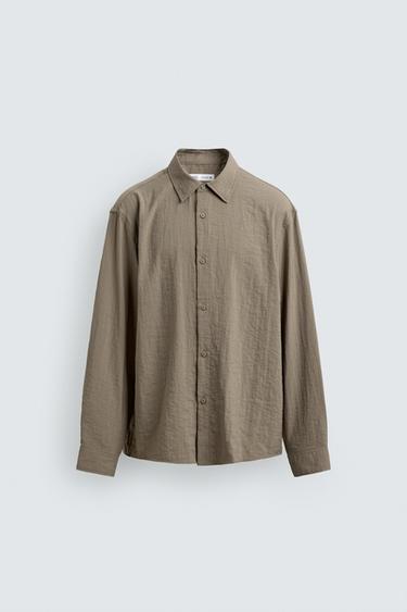 RELAXED FIT CREASED-EFFECT SHIRT - Beige by Zara