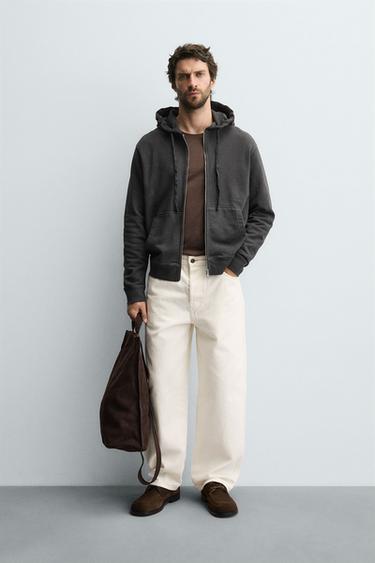 SWEAT ZIPPÉ À CAPUCHE - Noir délavé de Zara