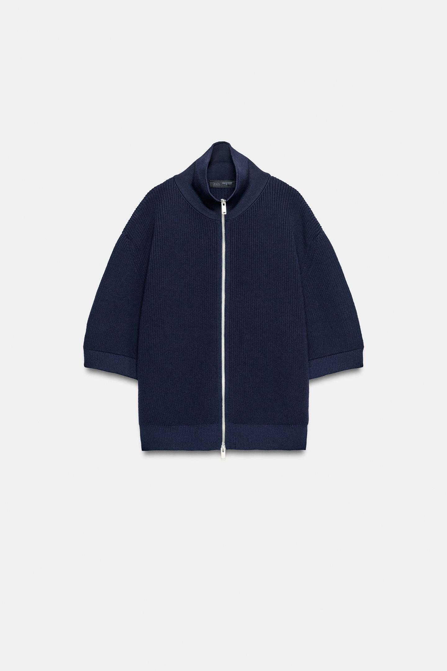 Женский кардиган Zara ZIP, цвет: Тёмно-синий — фото 8