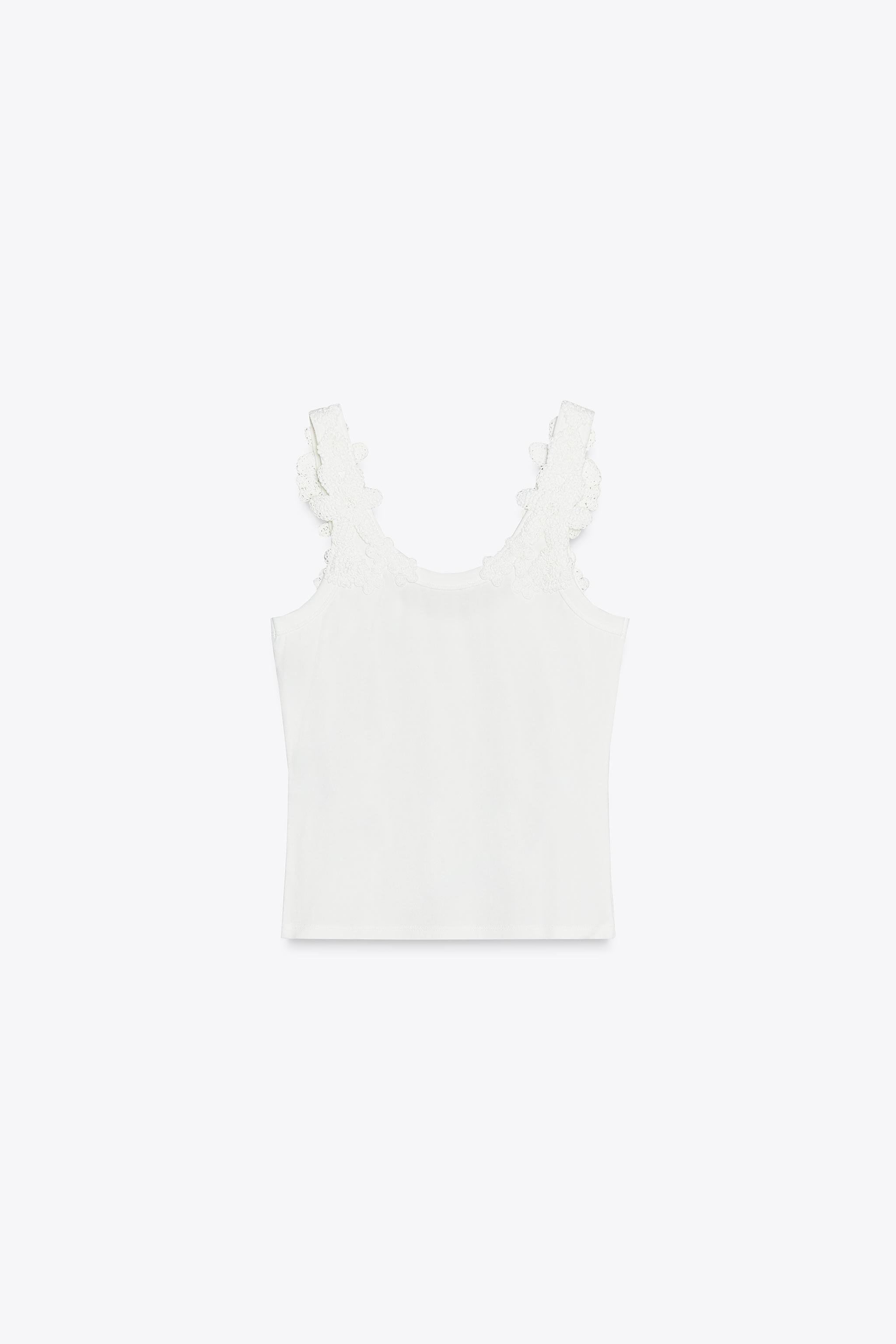 ZARA クロシェ編みタンクトップ 8779/169 CROCHET STRAP TANK TOP - White | ZARA United States