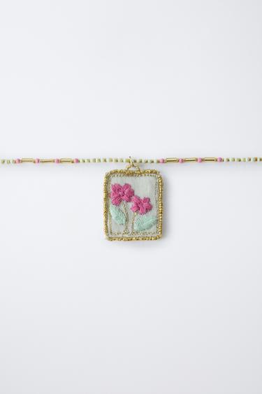 BEADED PENDANT NECKLACE - Sea green by Zara - Image 2