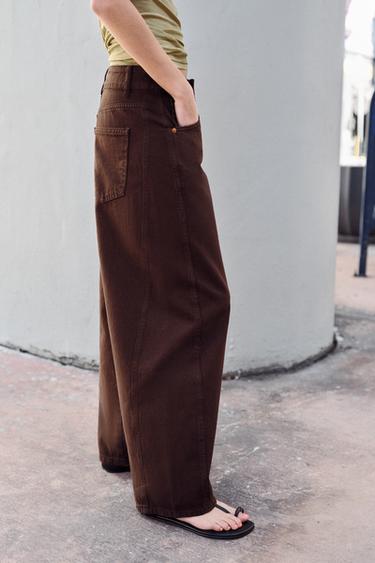 Z1975 BARREL ANKLE-LENGTH MID-WAIST JEANS - Brown by Zara - Image 5