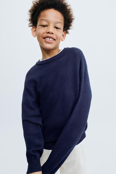 STORIESZ - سترة محاكة بالقطن والكتان - أزرق فاقع الخاص بـ Zara