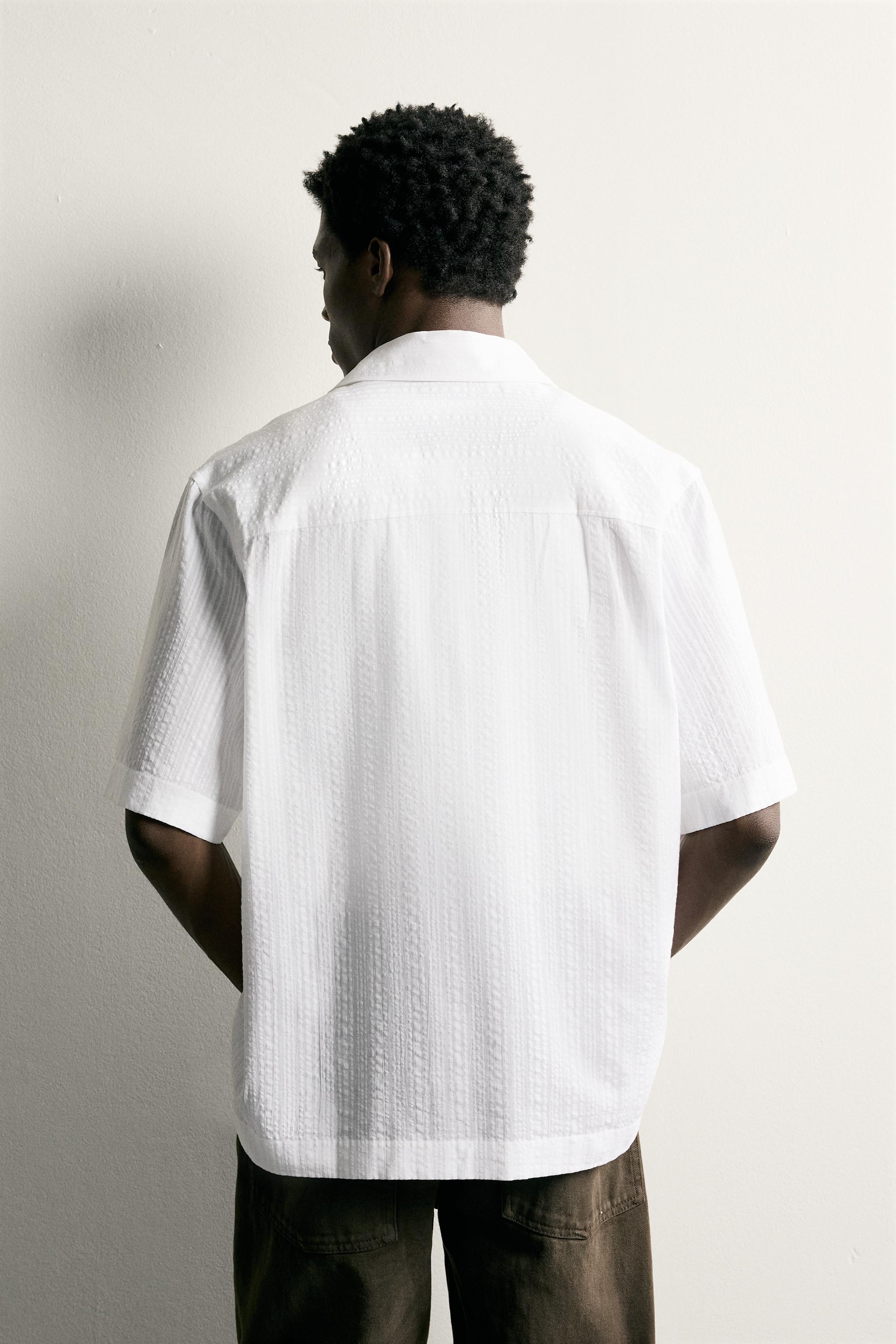 Мужские рубашки Zara STRIPED JACQUARD SHIRT — фото 3