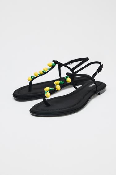 BEADED STRAP SANDALS - Black by Zara - Image 4