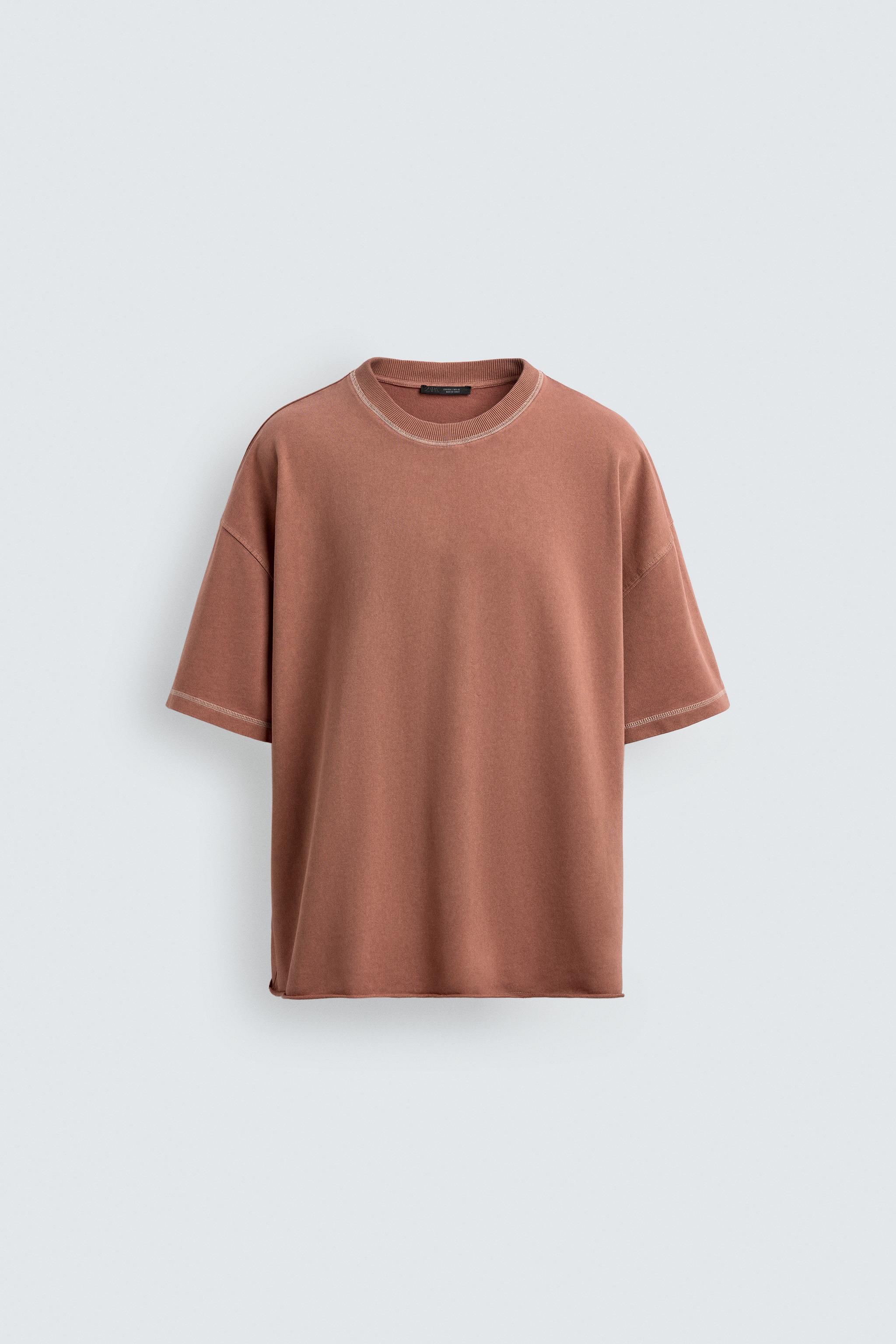 CAMISETA RELAXED FIT LAVADA - Caqui-escuro | ZARA Brasil