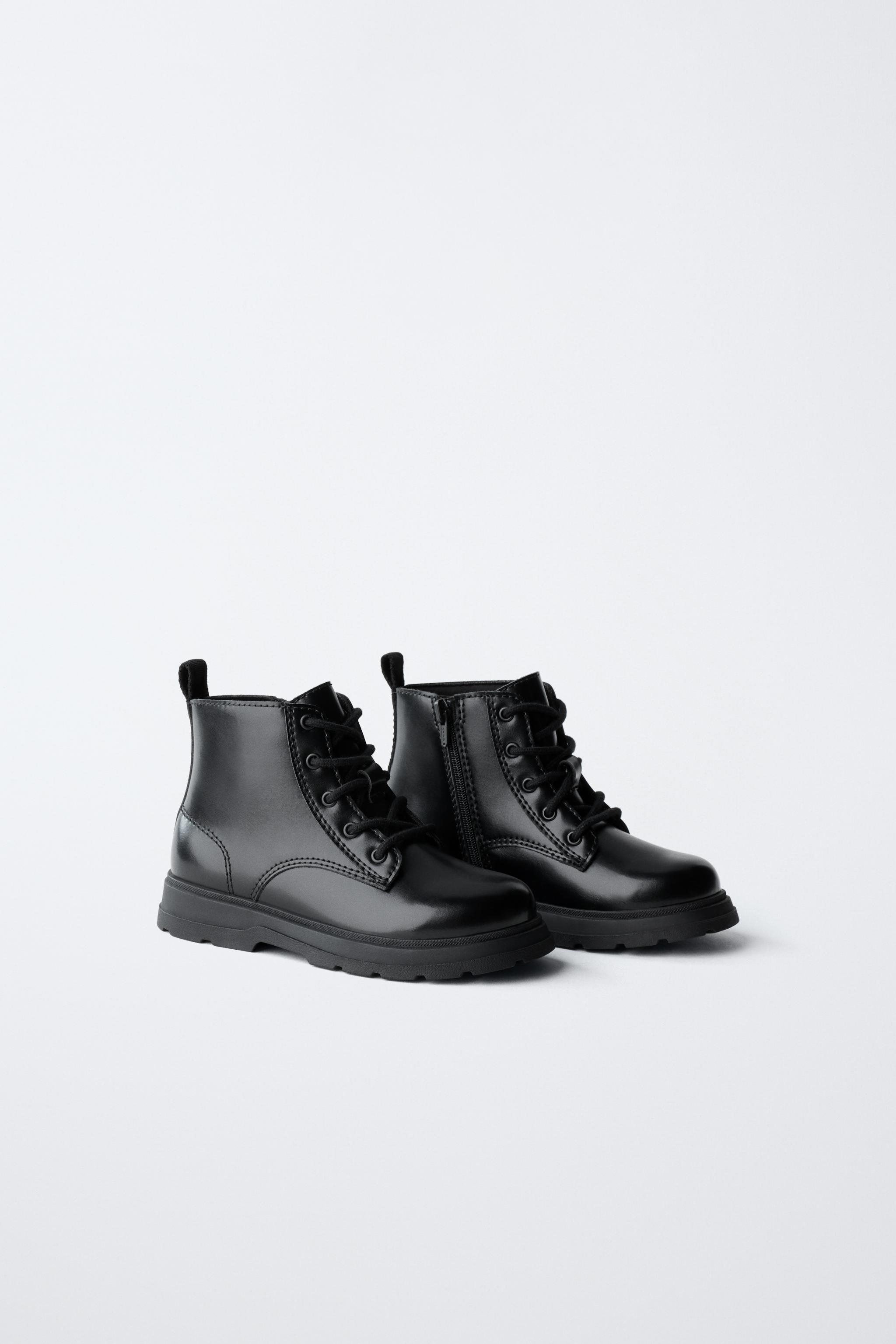 LACE-UP ANKLE BOOTS - Black | ZARA India