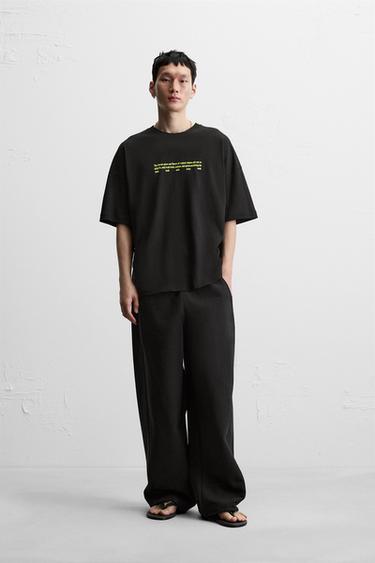 SLOGAN PRINT T-SHIRT - Black by Zara - Image 0
