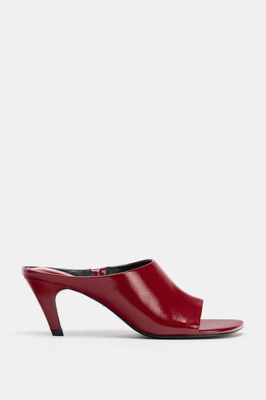 SANDALIA MULE PIEL - Rojo de Zara - Imagen 0