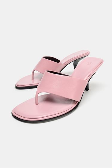 SANDALES EN CUIR À TALONS ÉDITION LIMITÉE - Rose de Zara - Image 1