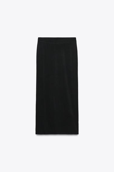 STRAIGHT PLAIN KNIT SKIRT - Black by Zara