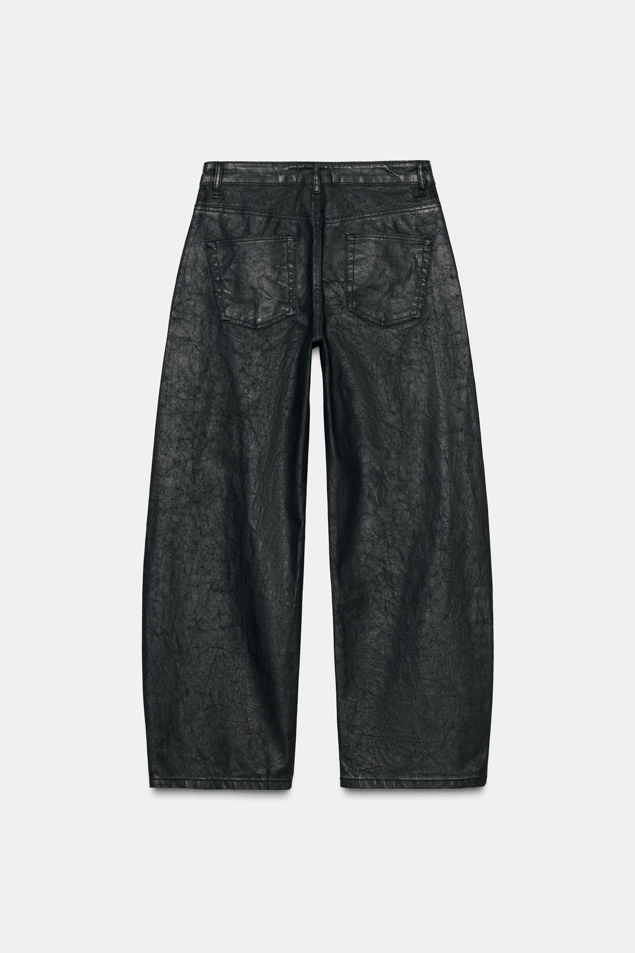 ZW COLLECTION CRACKLED BARREL LOW-RISE JEANS