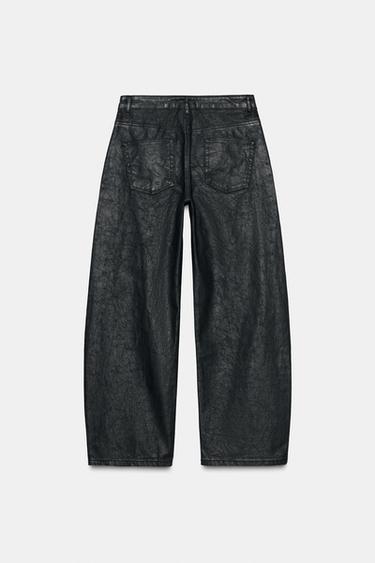 JEANS ZW COLLECTION BARREL CRAQUELADOS TIRO BAJO - Negro de Zara