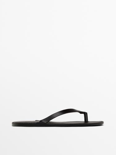 Zara Leather sandals with toe divider - Brown - Image 0