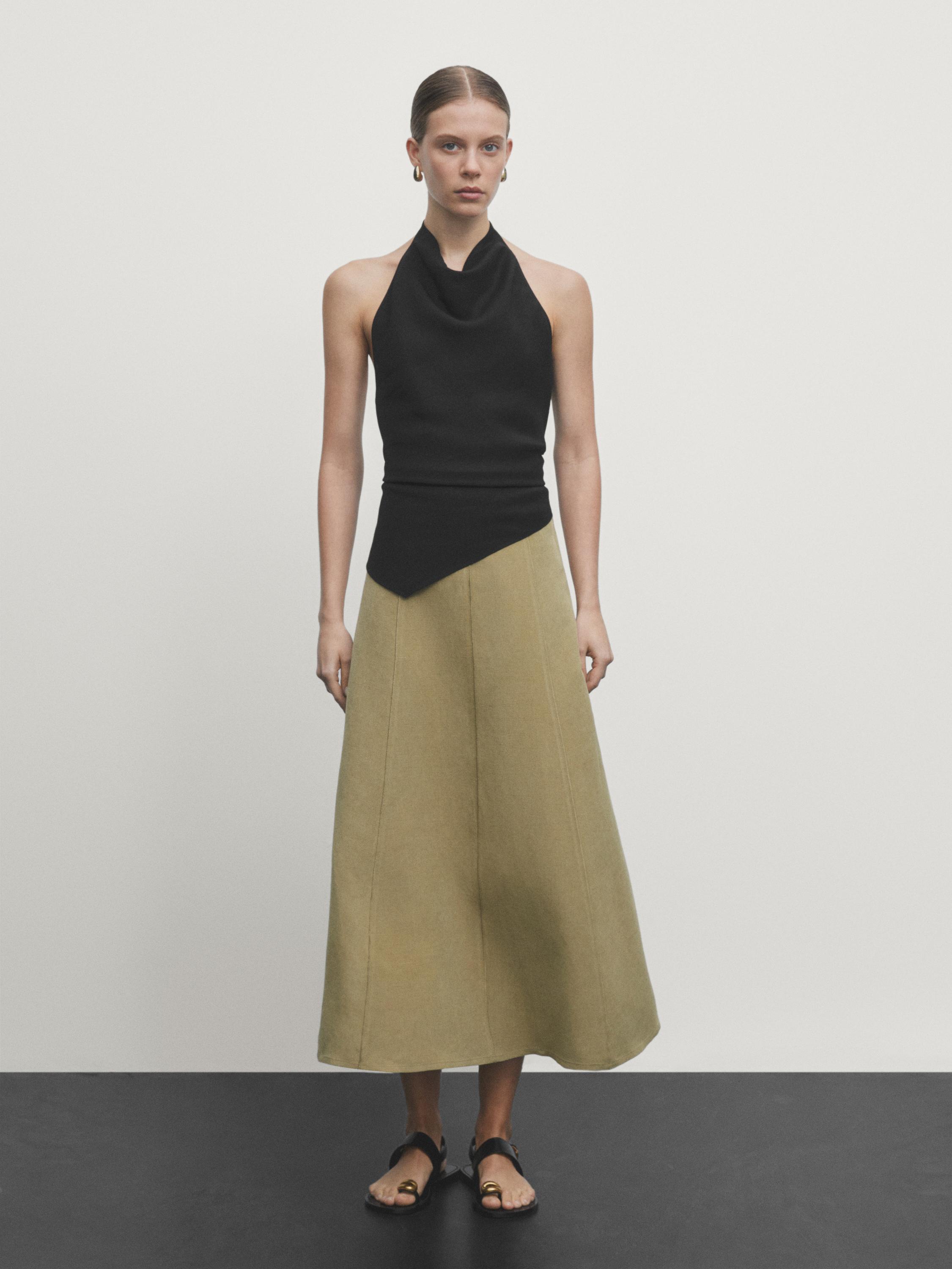 Linen midi skirt zara best sale