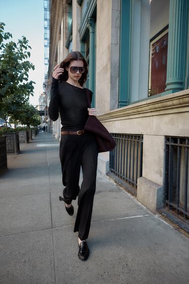 STRAIGHT-LEG TROUSERS WITH BELT - Black by Zara - Image 0