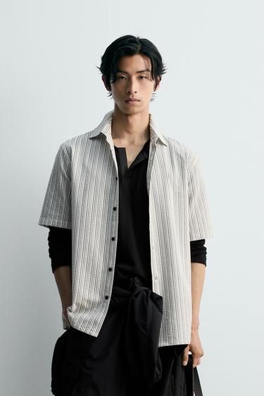 Zara 泡泡紗襯衫 - 條紋