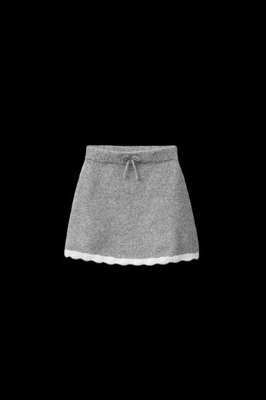 KNIT SKIRT WITH CROCHET TRIMS - Mid-grey by Zara