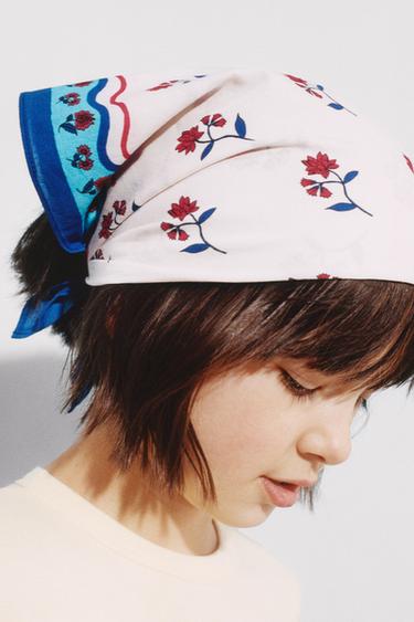 BANDANA ESTAMPADO FLORES - Crudo / Azul de Zara