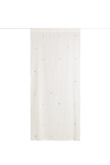 LOW OPACITY CURTAIN WITH POMPOMS - Ecru by Zara