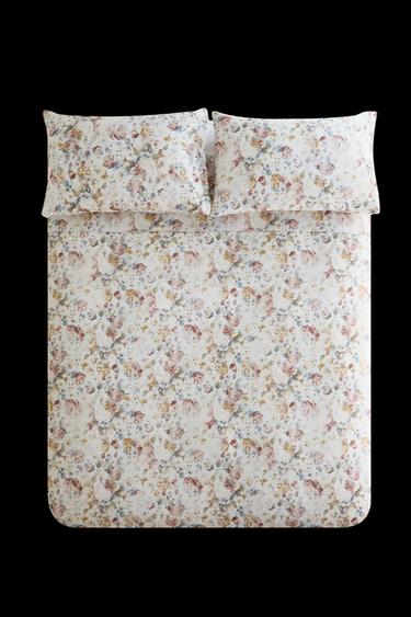 FLORAL SATEEN DUVET COVER (300 THREAD COUNT) - Oyster-white by Zara - Image 0