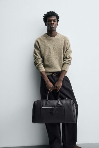 SAC DE VOYAGE EN CUIR - Noir de Zara - Image 0