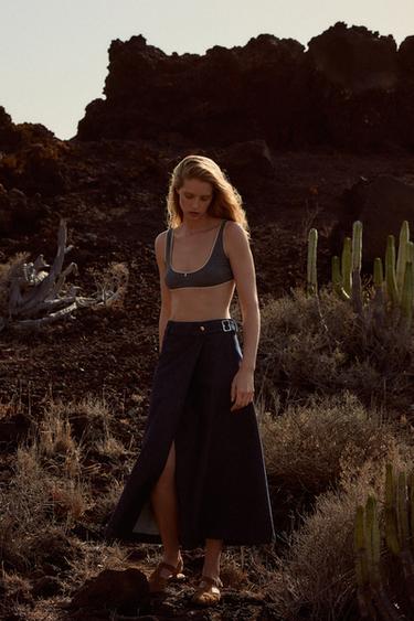 FALDA Z1975 PAREO DENIM - Índigo de Zara