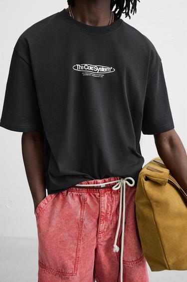 CONTRAST PRINT T-SHIRT - Black by Zara - Image 4