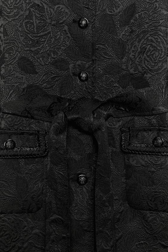MANTEAU MI-LONG JACQUARD ZW COLLECTION - Noir de Zara - Image 7