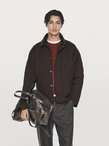 Zara Quilted jacket with corduroy collar - Brown