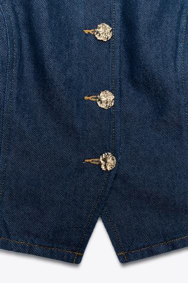 GILET Z1975 EN JEAN À BOUTON DORÉ - Bleu de Zara - Image 5