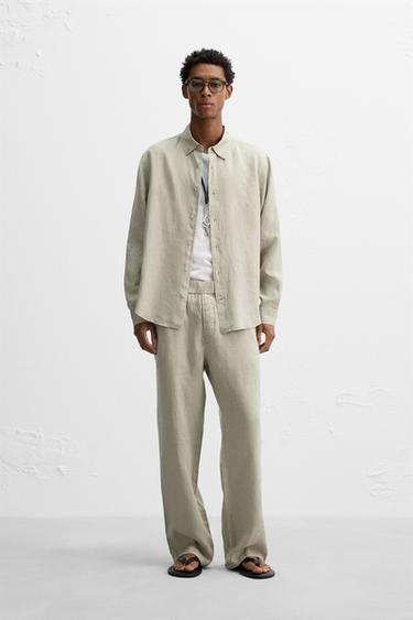 100% LINEN SHIRT - Light beige by Zara