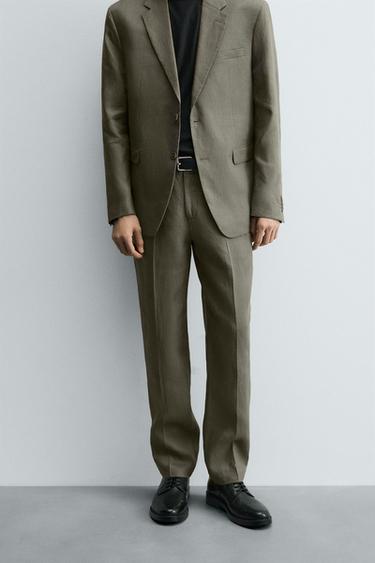 PANTALÓN TRAJE 100% LINO - Verde claro de Zara