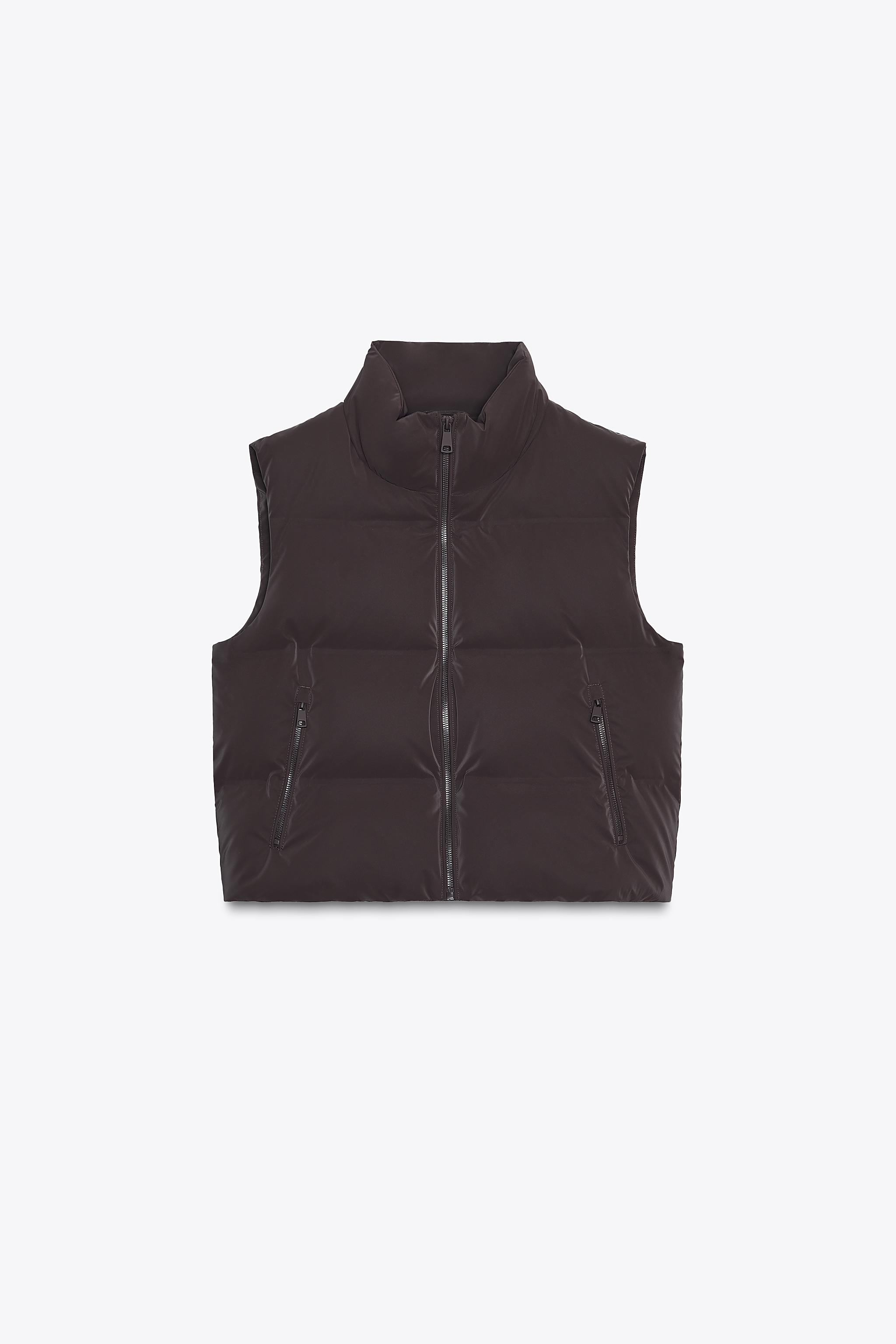 ラバー加工キルティングベスト - ブラウン | ZARA Japan / 日本